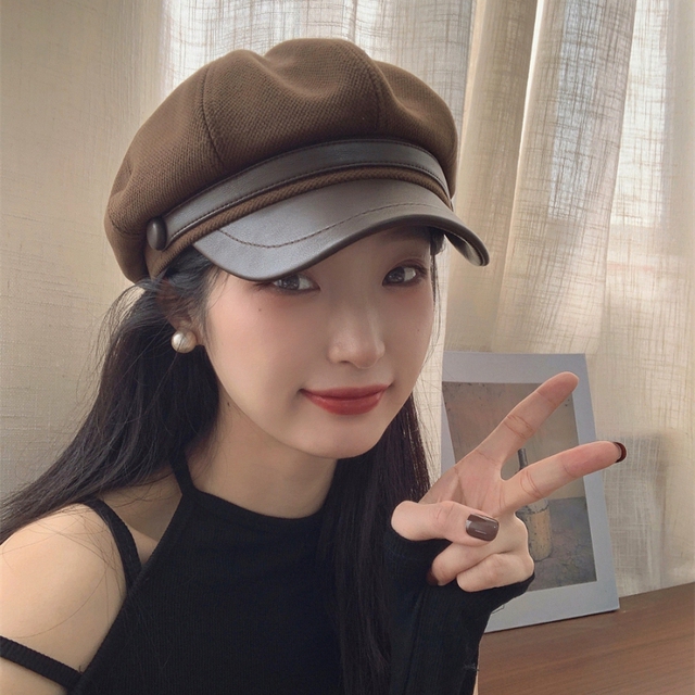 椰椰奶咖~韩系新款秋冬毛呢贝雷帽女复古甜美百搭气质时尚八角帽