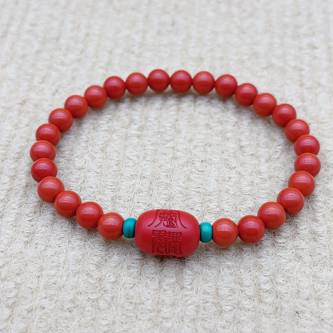 含辰砂工艺品高含量红砂文哲大将军手链女款保真朱砂马年开运手串