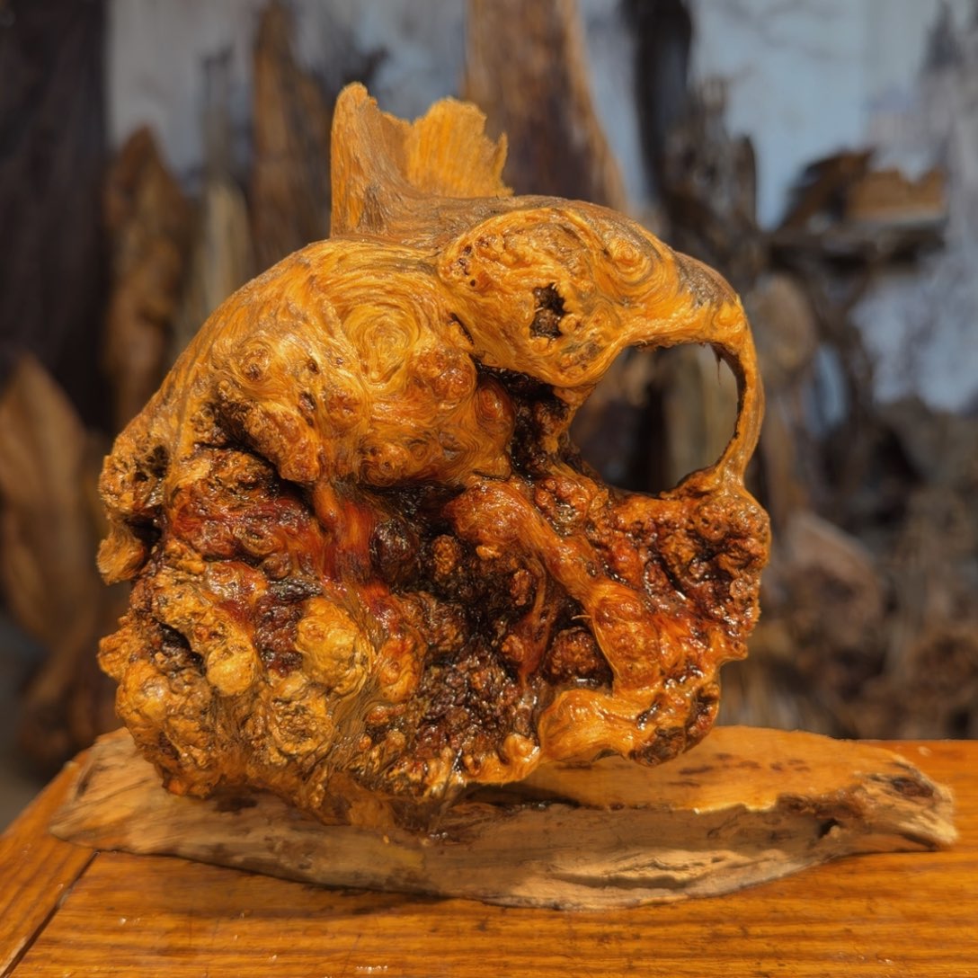 快***乐木三丰琥珀木 天然摆件64