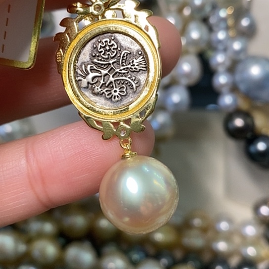 海水珍珠颈饰银S925镶嵌13.5