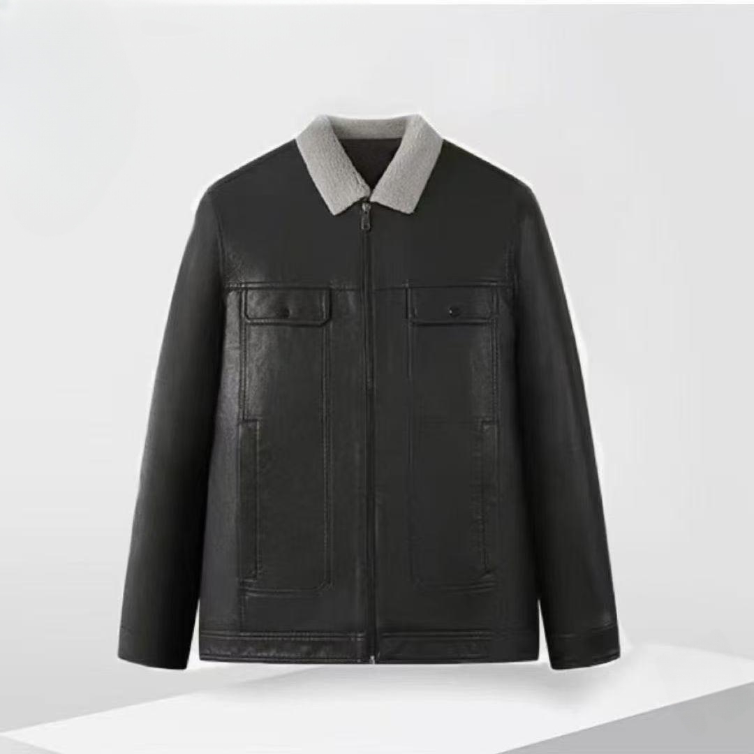 【老何童装】男士羽绒加厚皮衣9Y028A