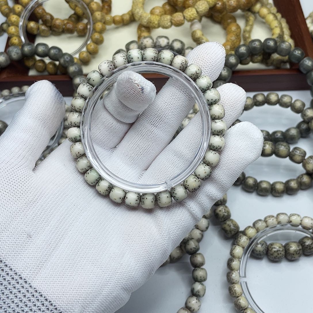 星月菩提手串乔**Ｏ8×7通体留白糯冰A03