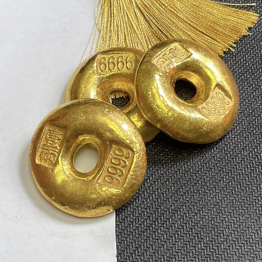 金灿灿 黄灿灿圆牌 保底70克 创意摆件 可火烧可改款 实心