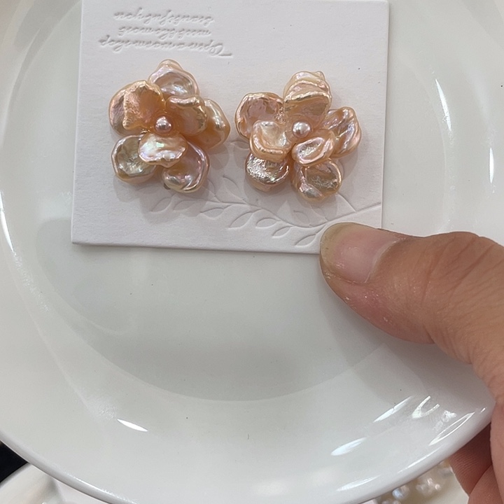 铜***迪合金925银花朵耳钉巴洛克