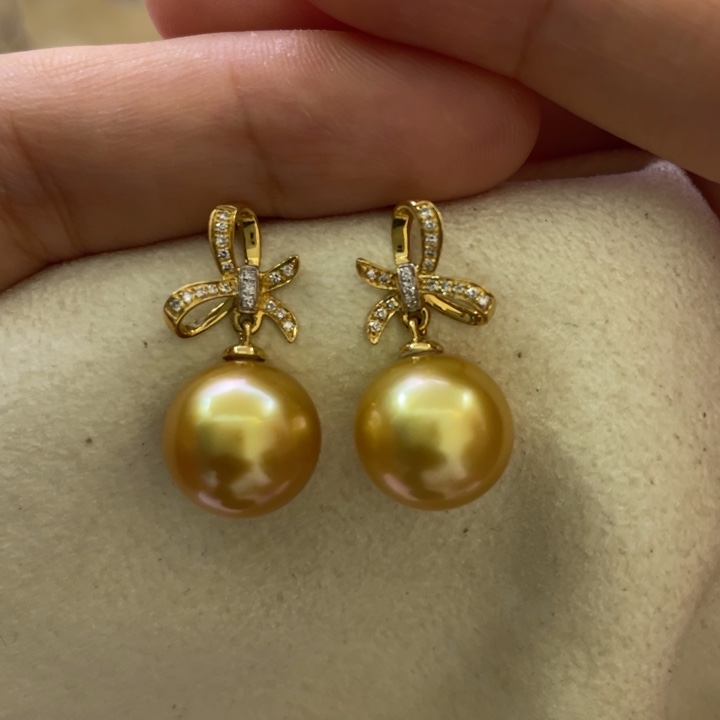 18K金镶嵌海水珍珠耳饰11.4-11.6mm