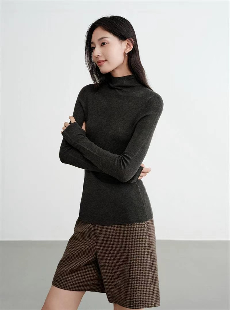 EP【无缝一体】细腻精纺羊毛肌底衫轻薄修身高领针织衫打底衫