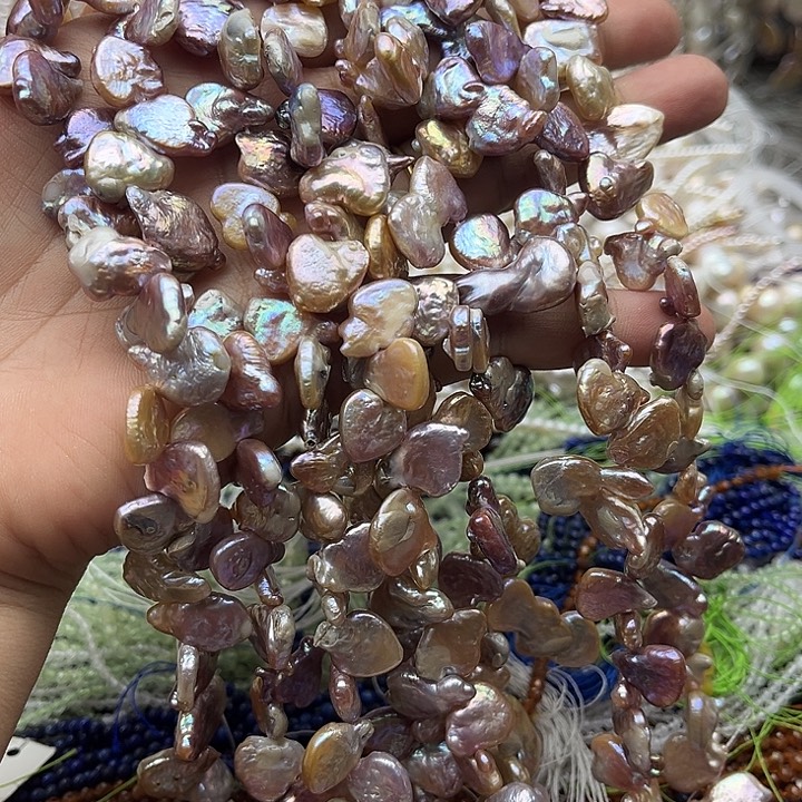 玛瑙/玉髓未镶嵌珠宝半成品一条炫彩巴洛克珍珠