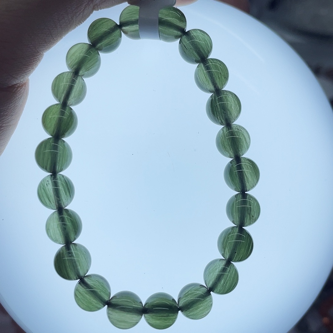 水晶手串未镶嵌纯天然绿发晶手串