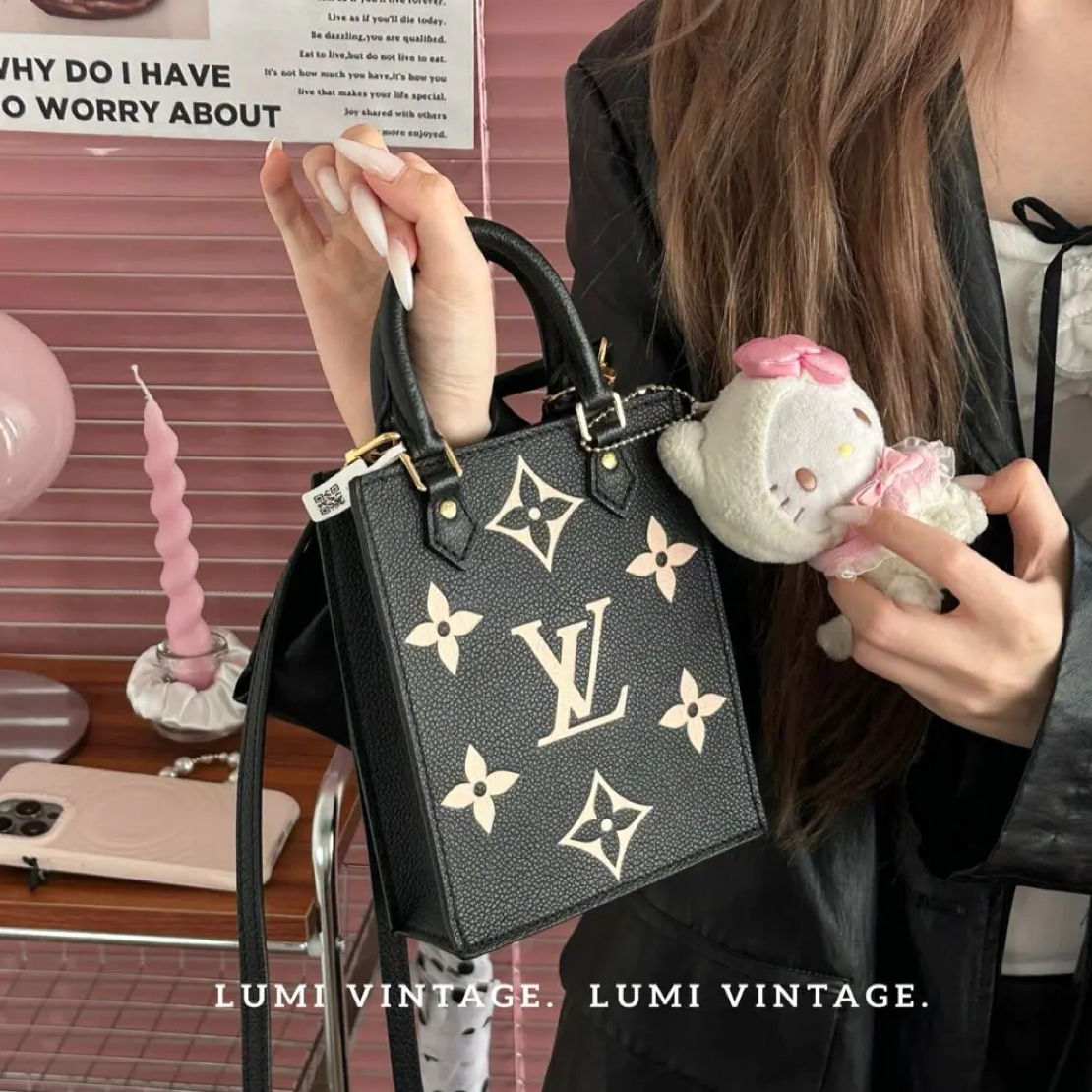 95新 LouisVuitton/路易威登 黑白老花琴谱单肩包12950733