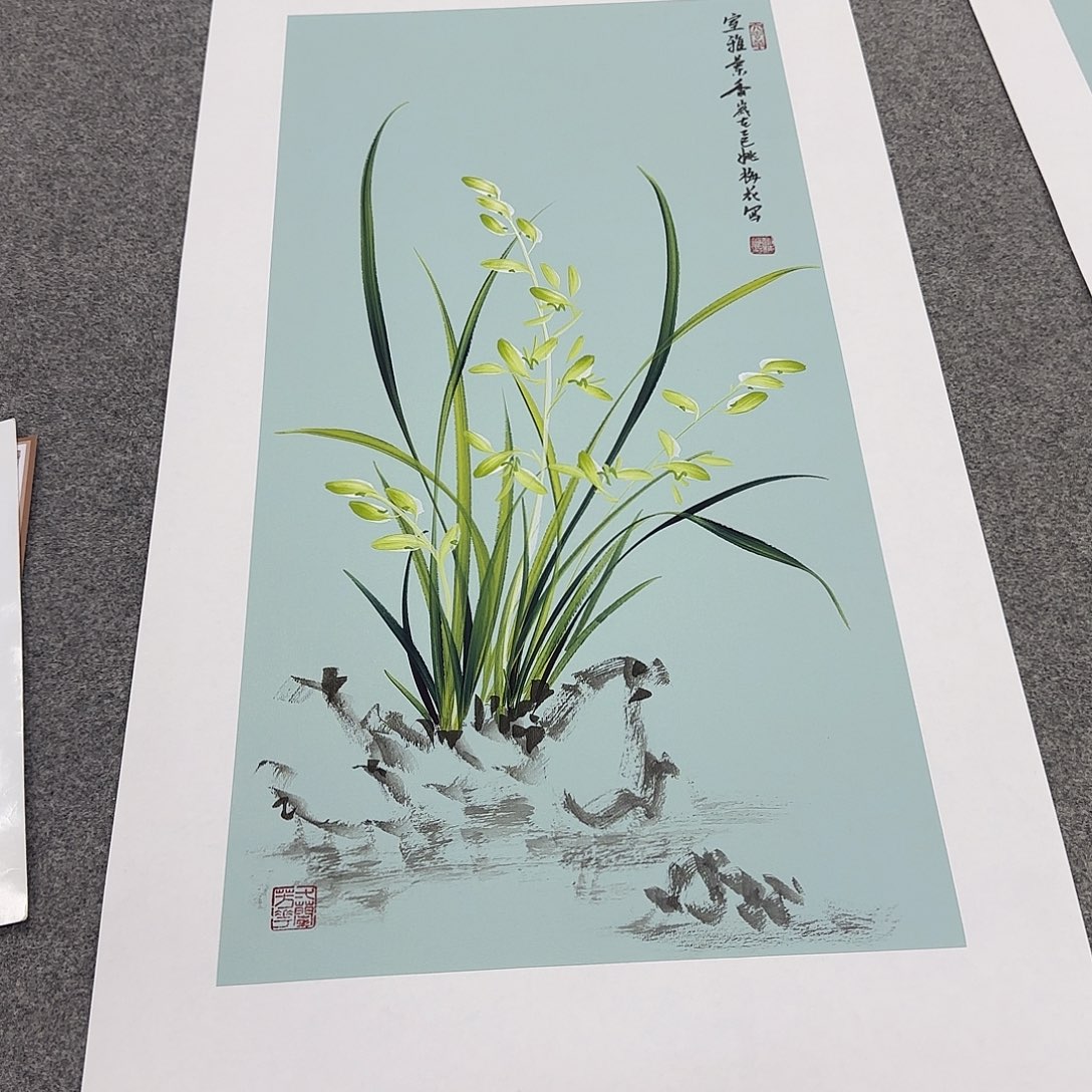 国画国画立体兰花作品