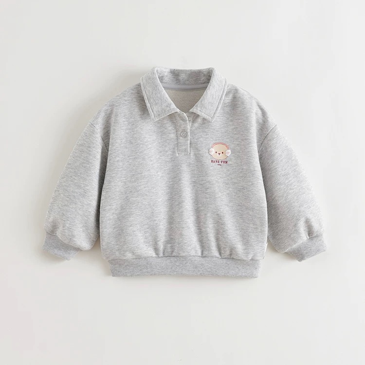 马克珍妮女童萌趣小熊软糯polo领卫衣 宝宝2025年秋装新款551172
