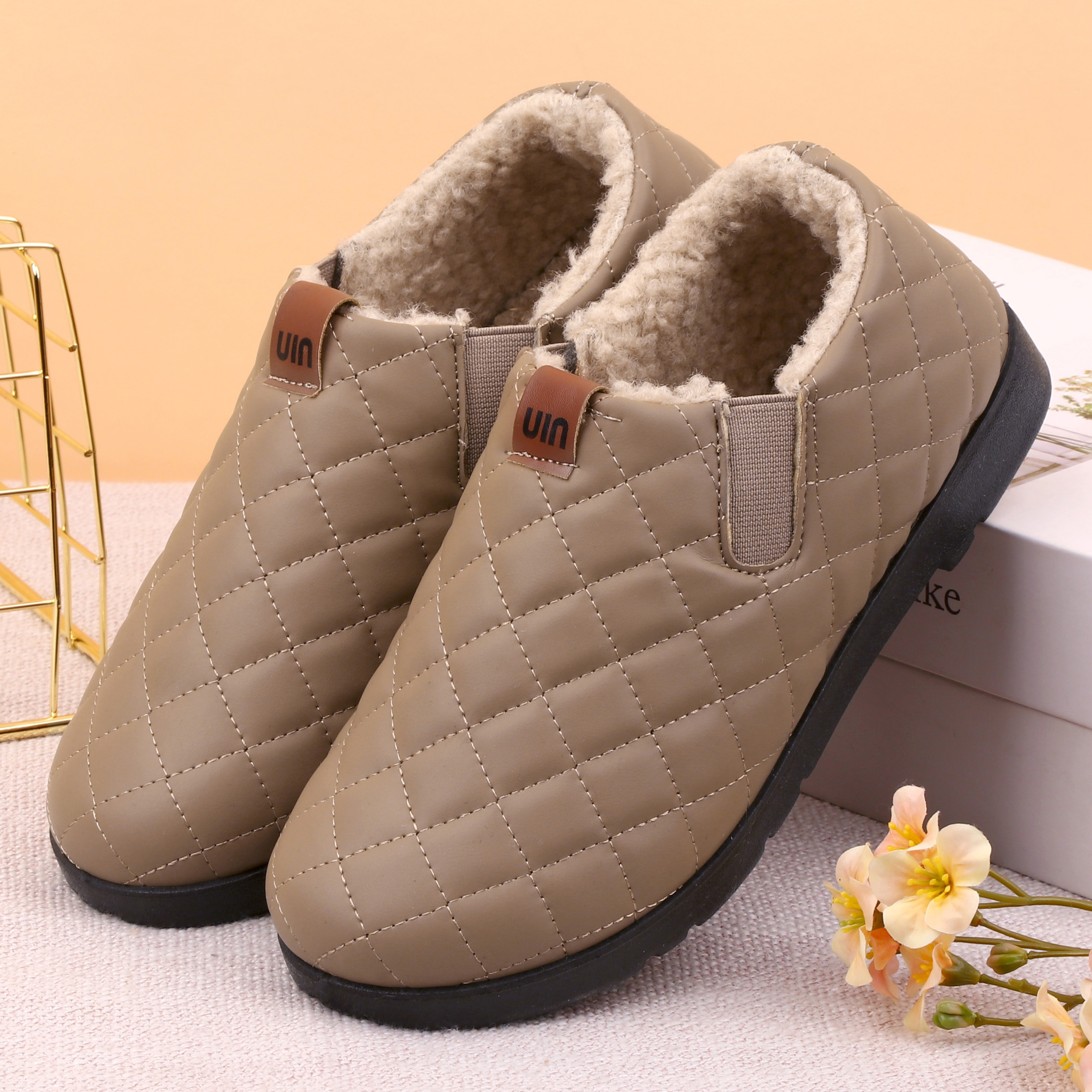 冬季棉鞋老北京布鞋女棉鞋加绒加厚保暖豆豆鞋防滑妈妈鞋一脚蹬女