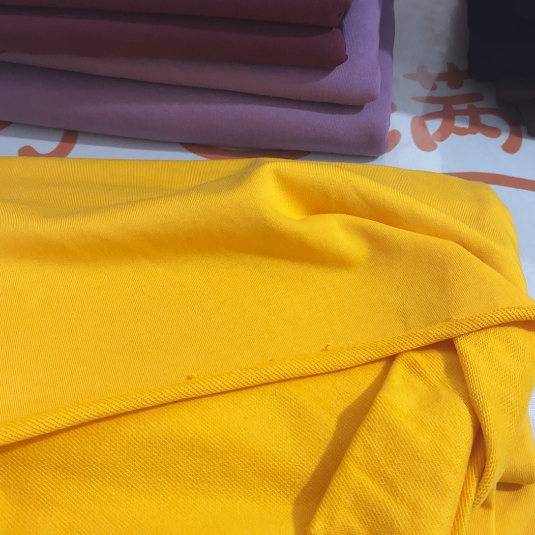 姜黄色纯棉毛圈面料很舒服1.1米长带螺纹