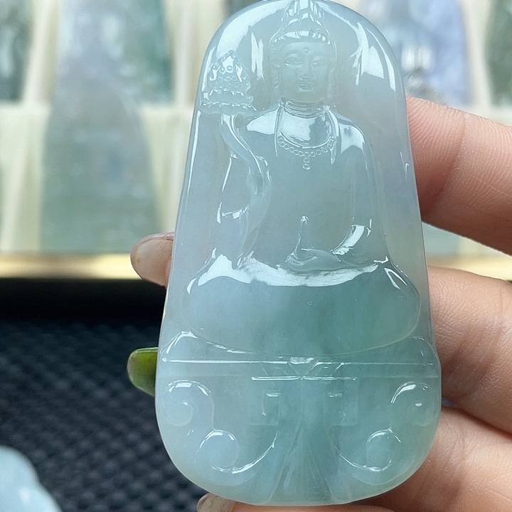 颈饰未镶嵌翡翠天然缅甸翡翠A货素衣观音