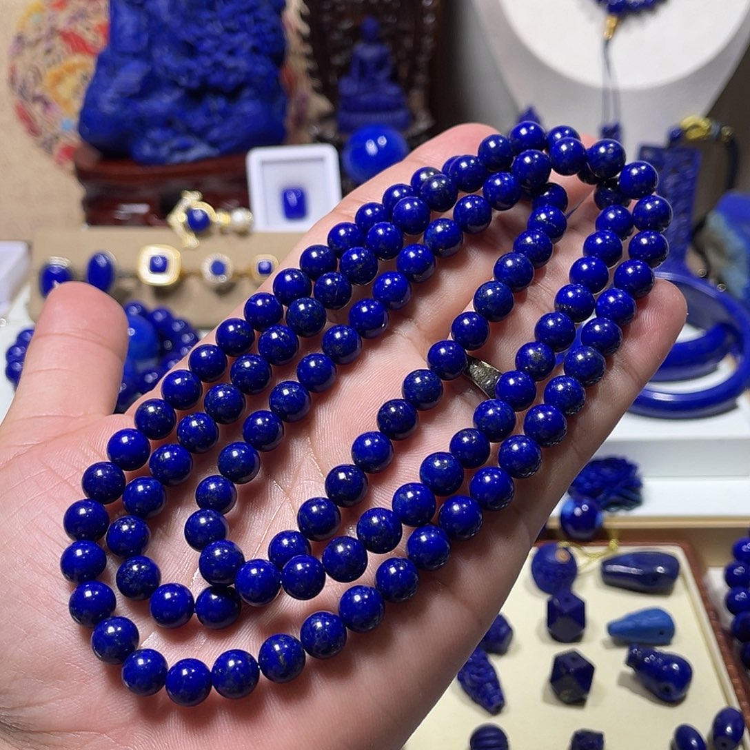 青金石未镶嵌佛珠108颗8mm