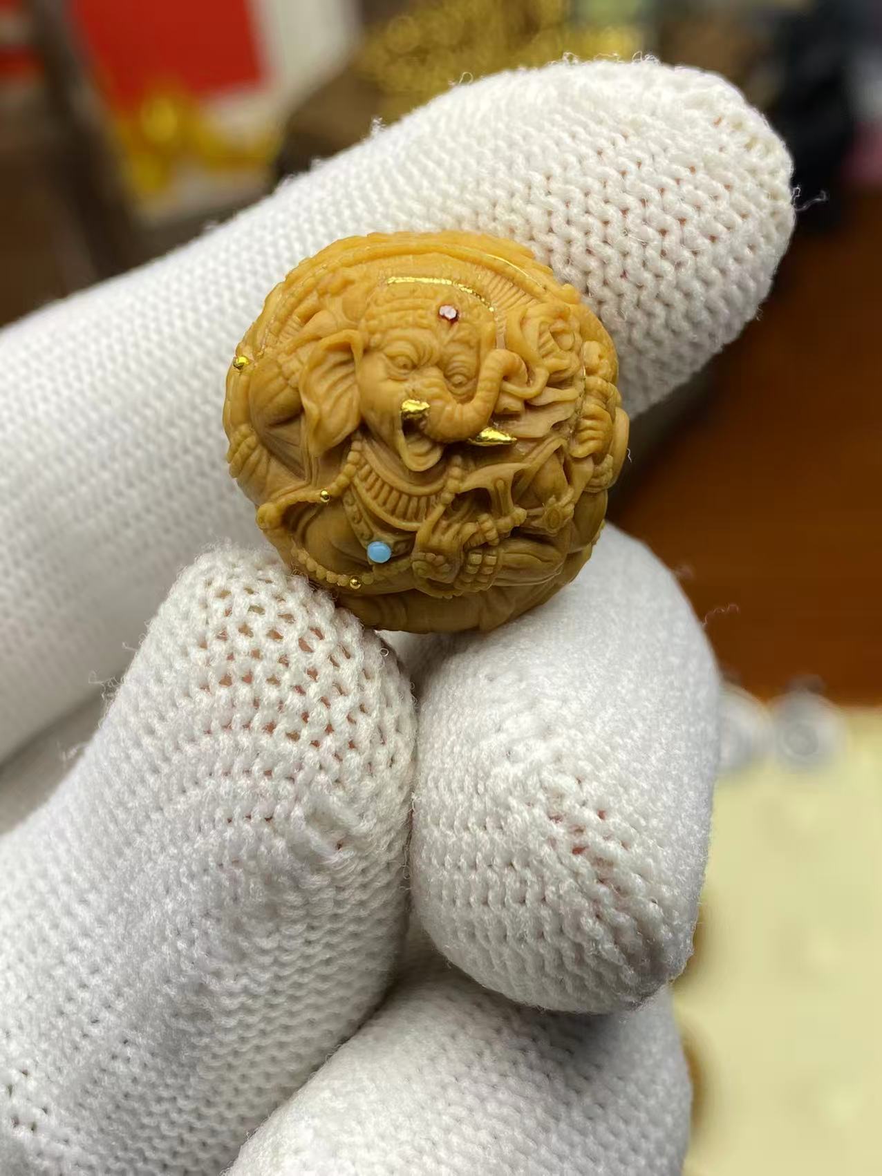 纯手工猴头雕刻单籽象神