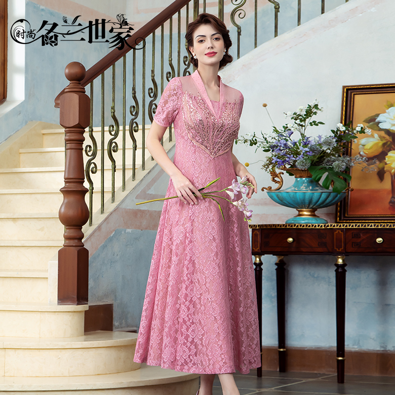 『粉韵』名兰世家高贵婚宴礼服洋气丈母娘婚宴礼服喜婆婆喜妈妈婚服