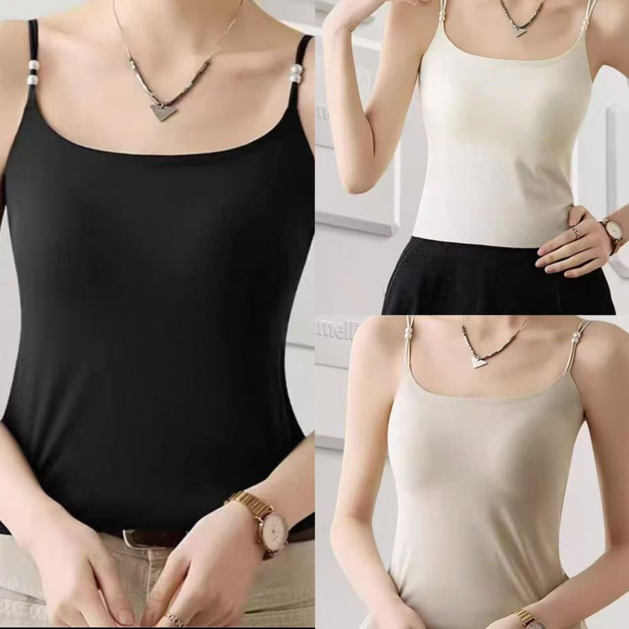 N306山茶花凉感带胸垫背心