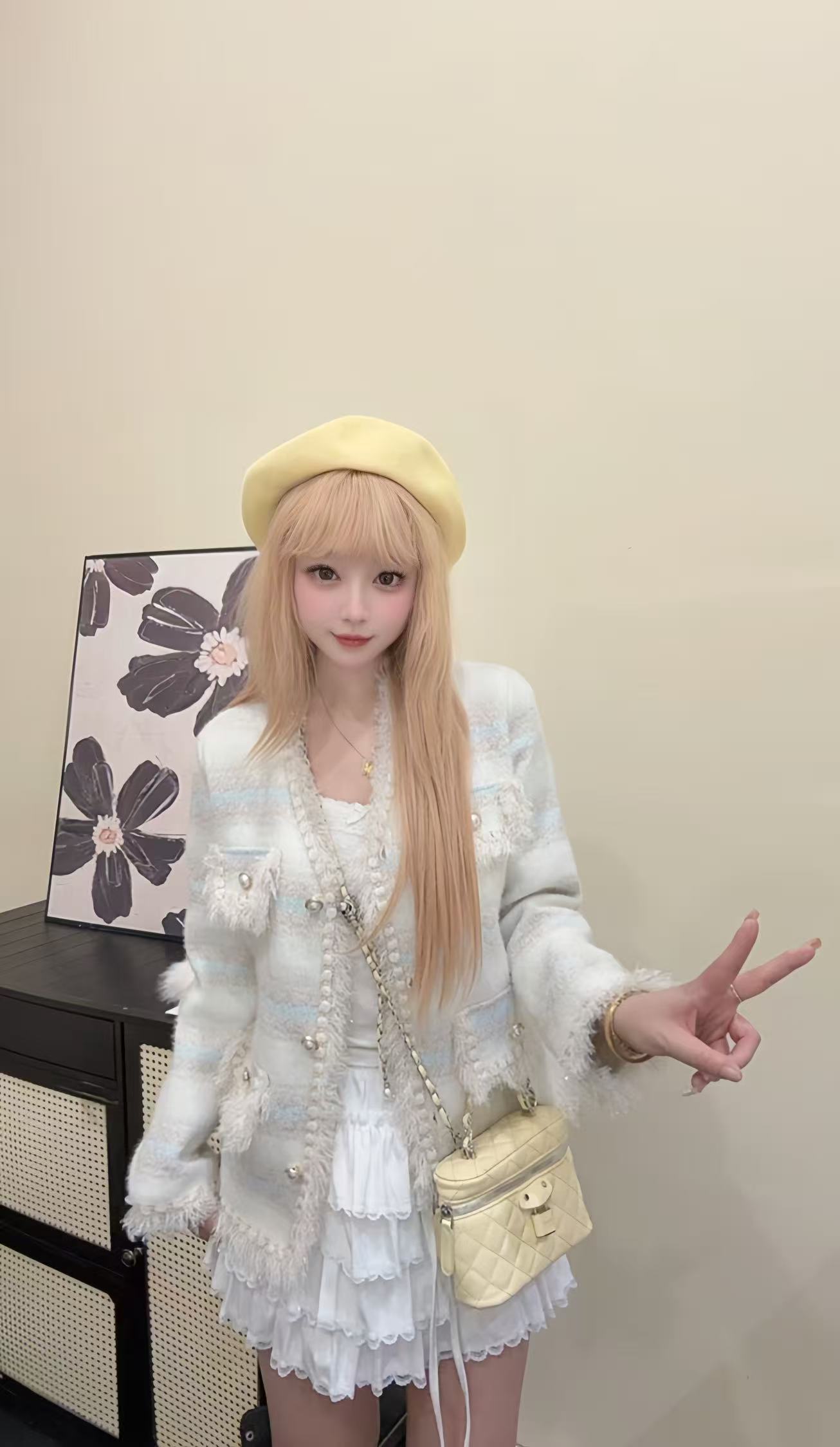 【艾丽莎定制】新款气质女网红白色时尚百搭女装小香风-1049