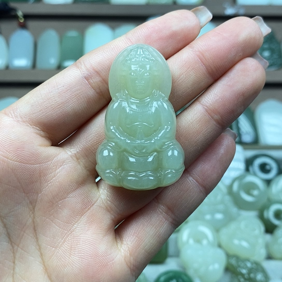 正***入和田玉未镶嵌颈饰观音1200