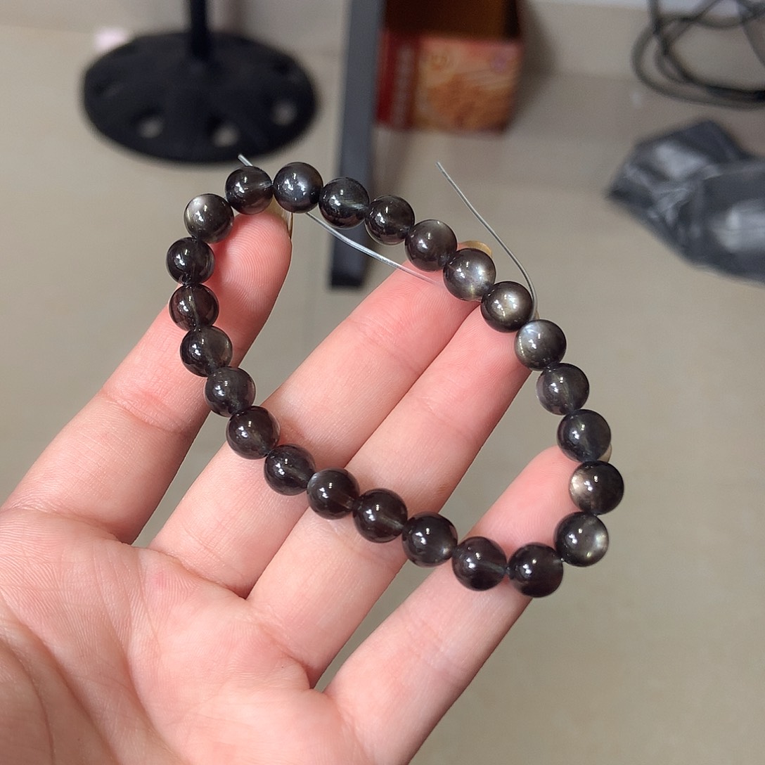 未镶嵌手串海蓝宝石黑爆闪7m+【220元】要拍4件