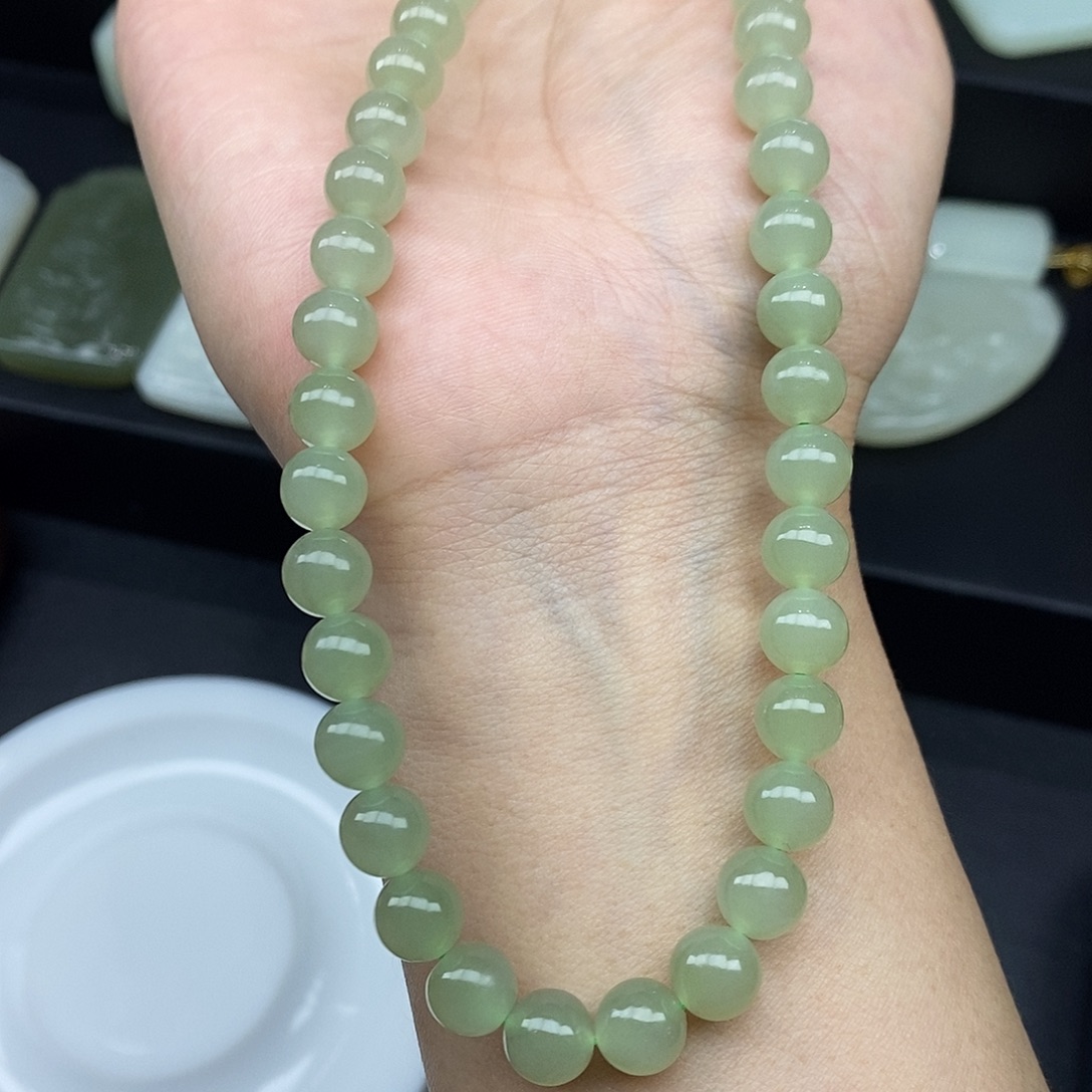 和田玉未镶嵌颈饰卡8妈妈链