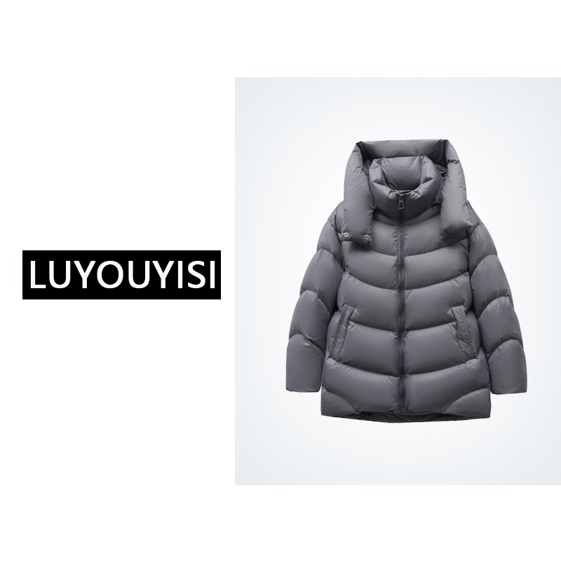 【现货清仓一件不留】4韩版白鸭绒羽绒服女宽松龟背感保暖外套