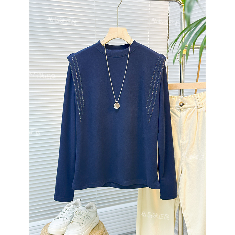 SPW私品味 2025年秋冬德绒立领烫钻小众设计感长袖上衣 W101722