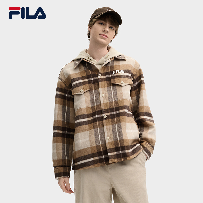 Fila/斐乐男士新款【绵羊毛】百搭时尚格子时尚拼色外套F11M519703F