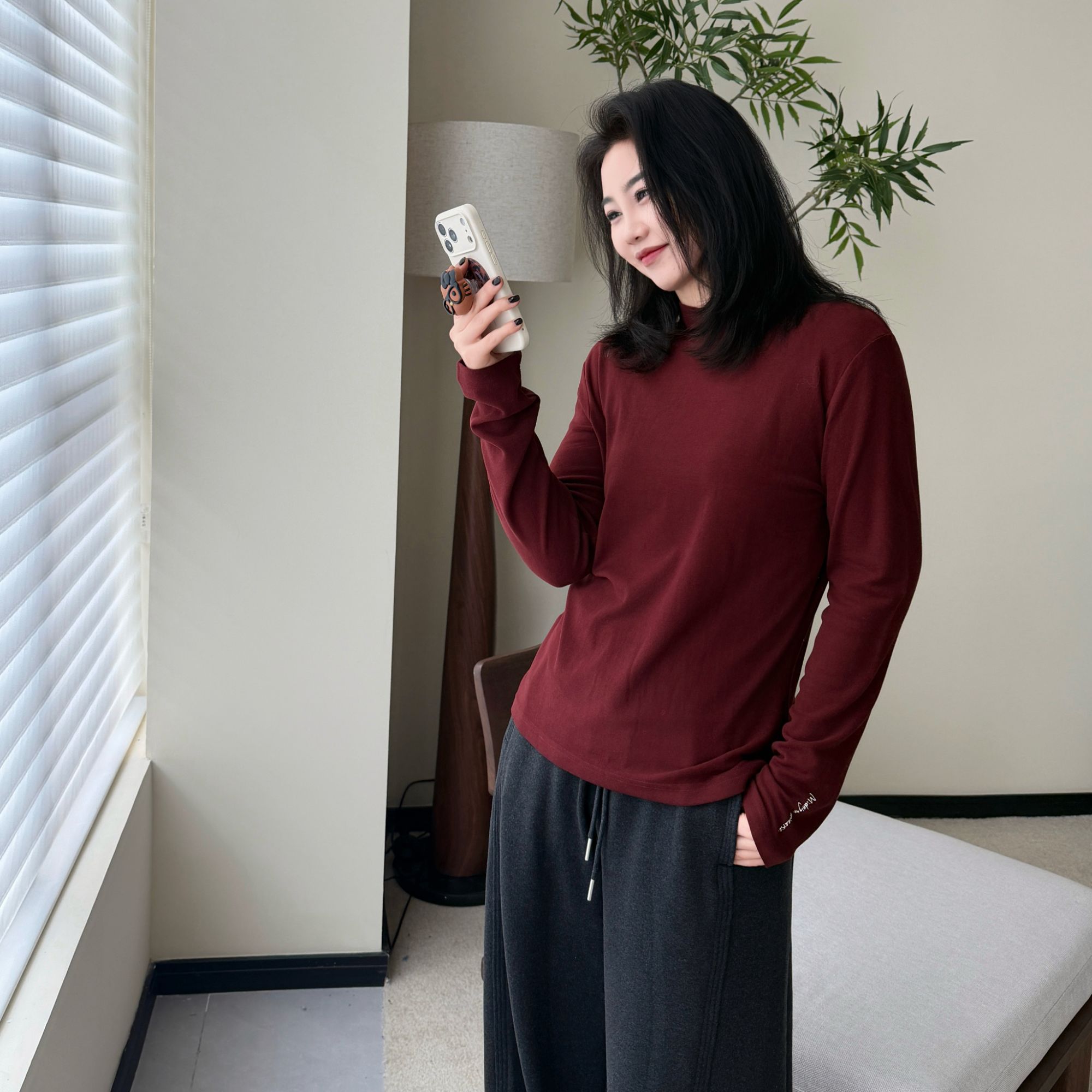 今婷【中领双面绒】秋冬时尚百搭基础气质长袖T恤打底女-M25404329 