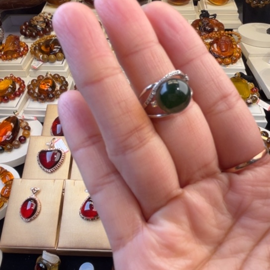 琥珀裸石未镶嵌a****s缅甸琥珀百搭款戒指