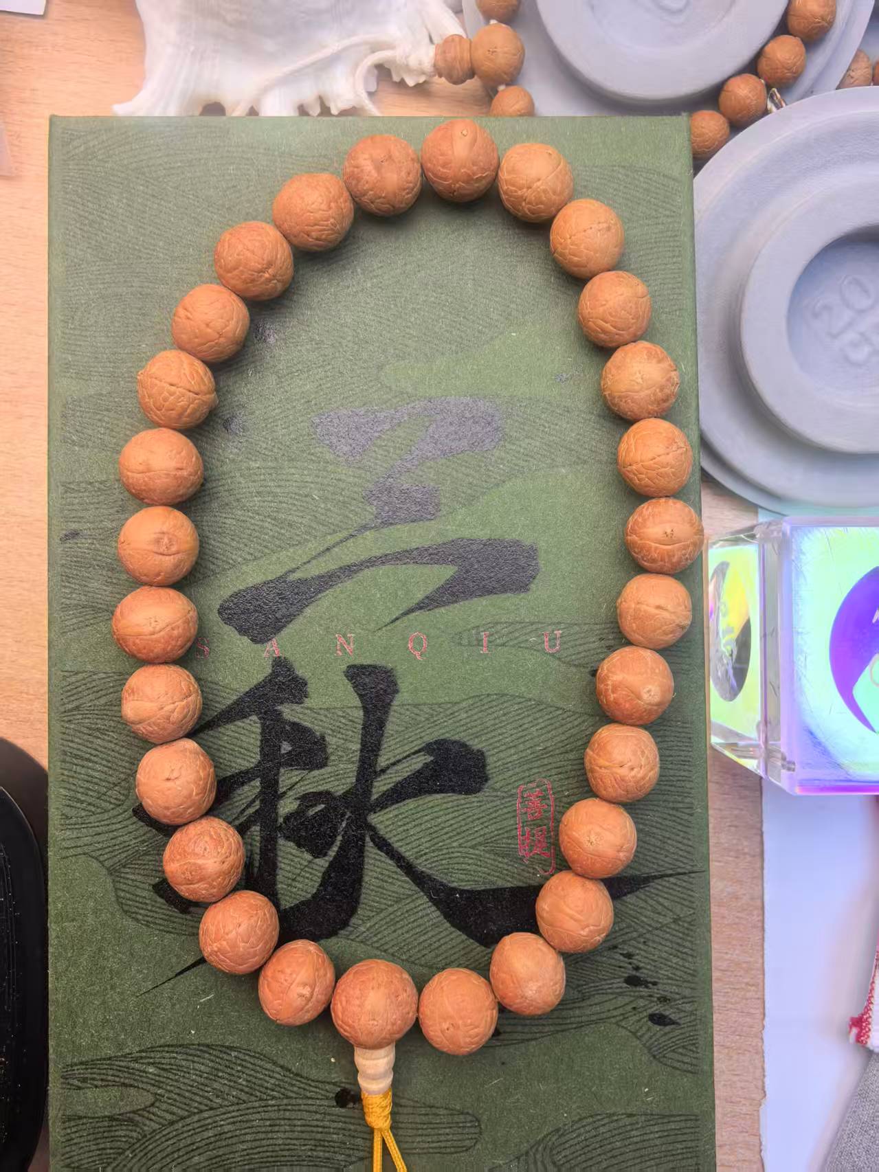 三秋出品！13mm-16mm厚皮壳手持27颗尼泊尔凤眼菩提手串
