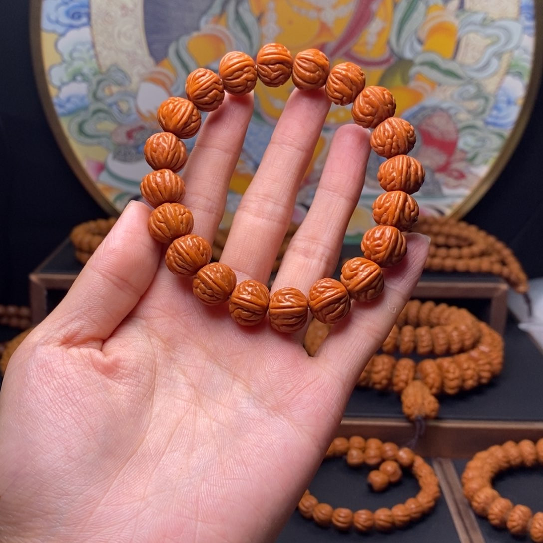 手串桃核龙纹桃核红魔