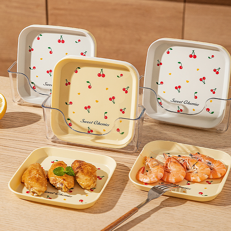 摩登主妇樱桃吐骨碟家用新款高颜值餐桌垃圾盘塑料吐骨头盘碟渣盘