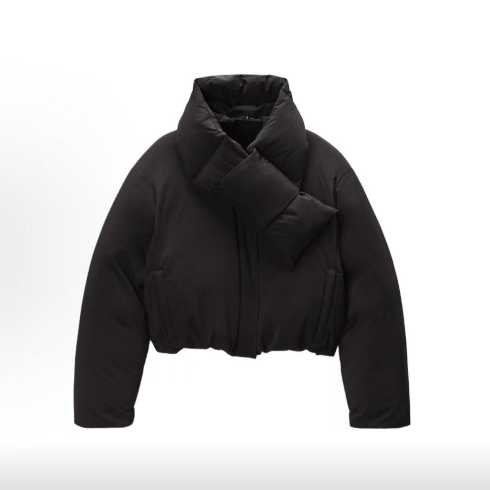 未使用 ALEXANDER WANG （勾勾）亚历山大王 黑色围脖夹克羽绒服