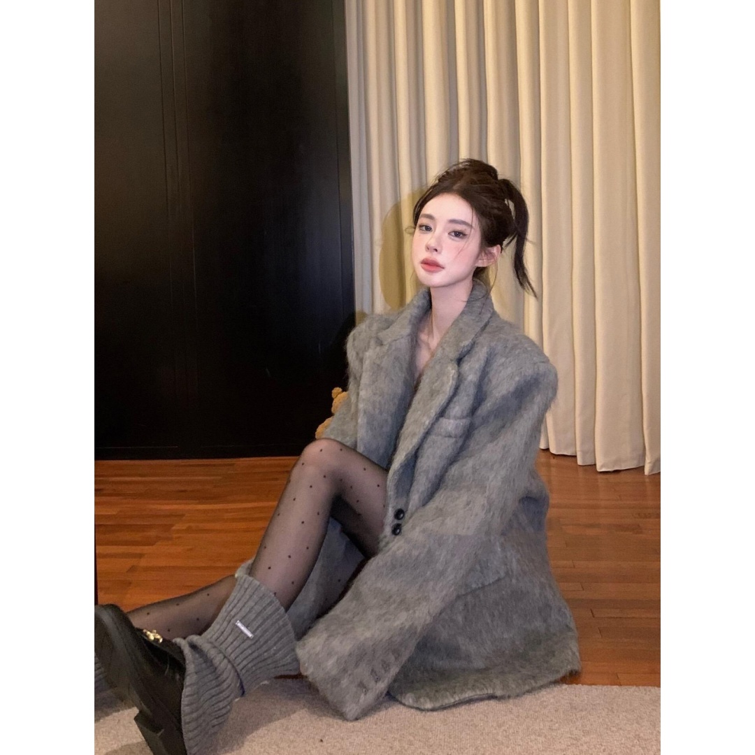 深冬灰色呢子大衣女入冬季2025新款毛呢外套小个子独特超好看加厚