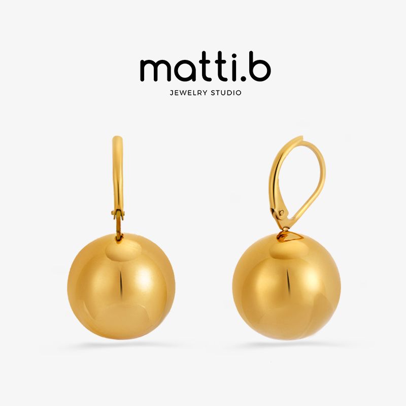 钛钢耳饰 气质时尚高保色简约时髦圆球耳环女士光面高级耳坠 1135