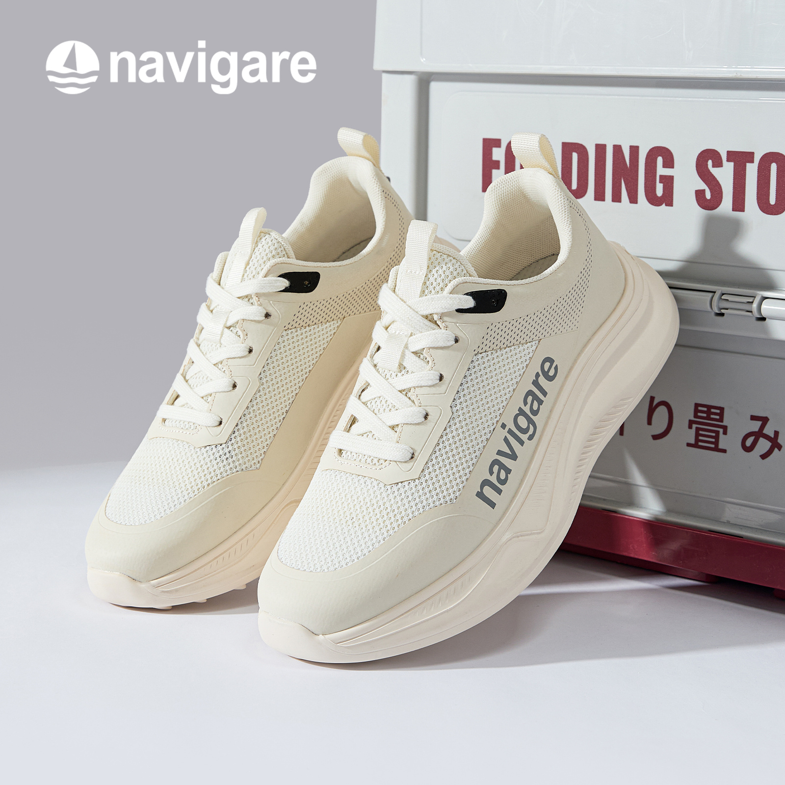 Navigare意大利小帆船男鞋2025运动风修面皮透气休闲网面鞋跑步