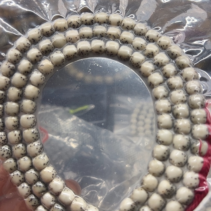 手串星月菩提海南原生态骨瓷白6/7河豚大留白