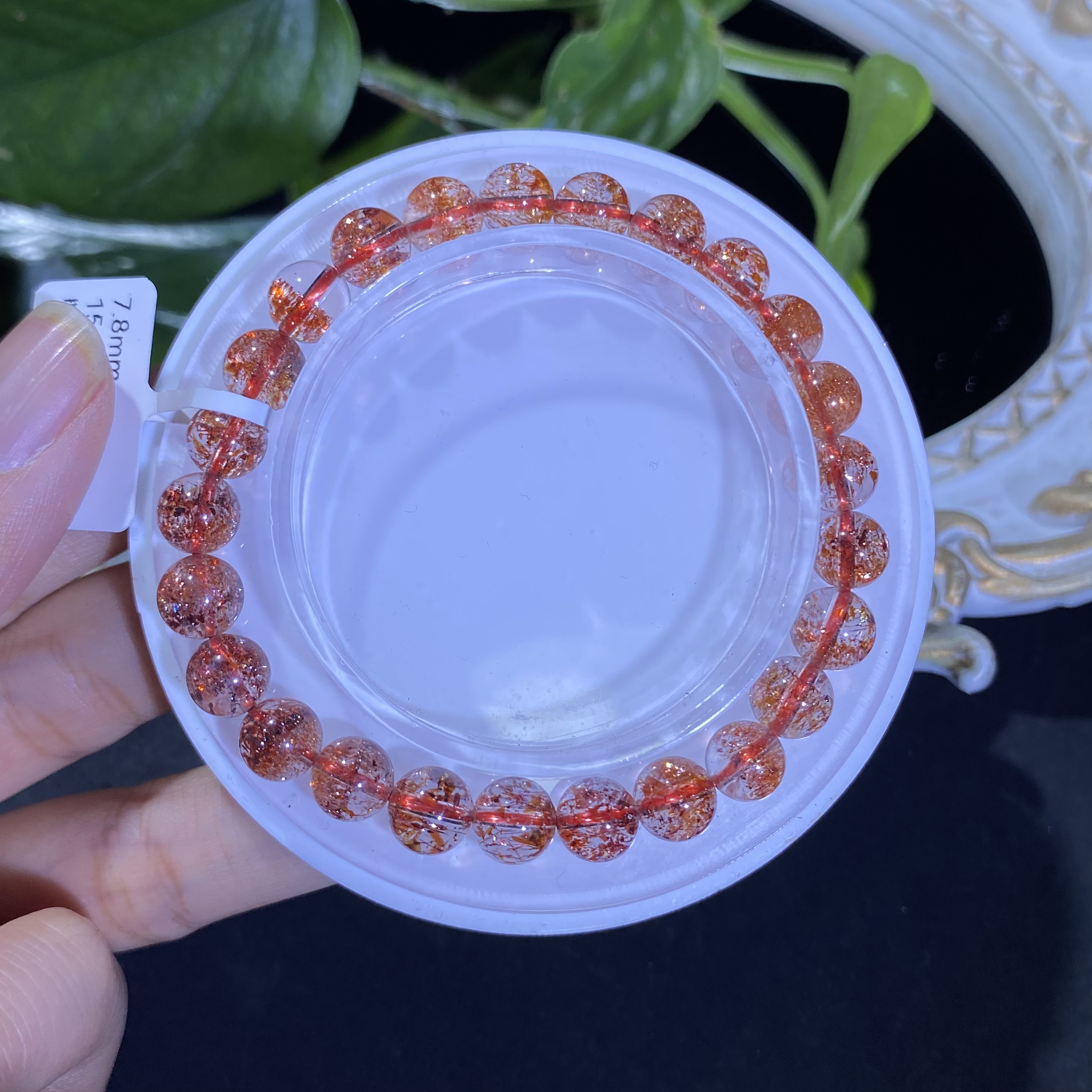 金草莓单圈7.8mm左右水晶手串单圈