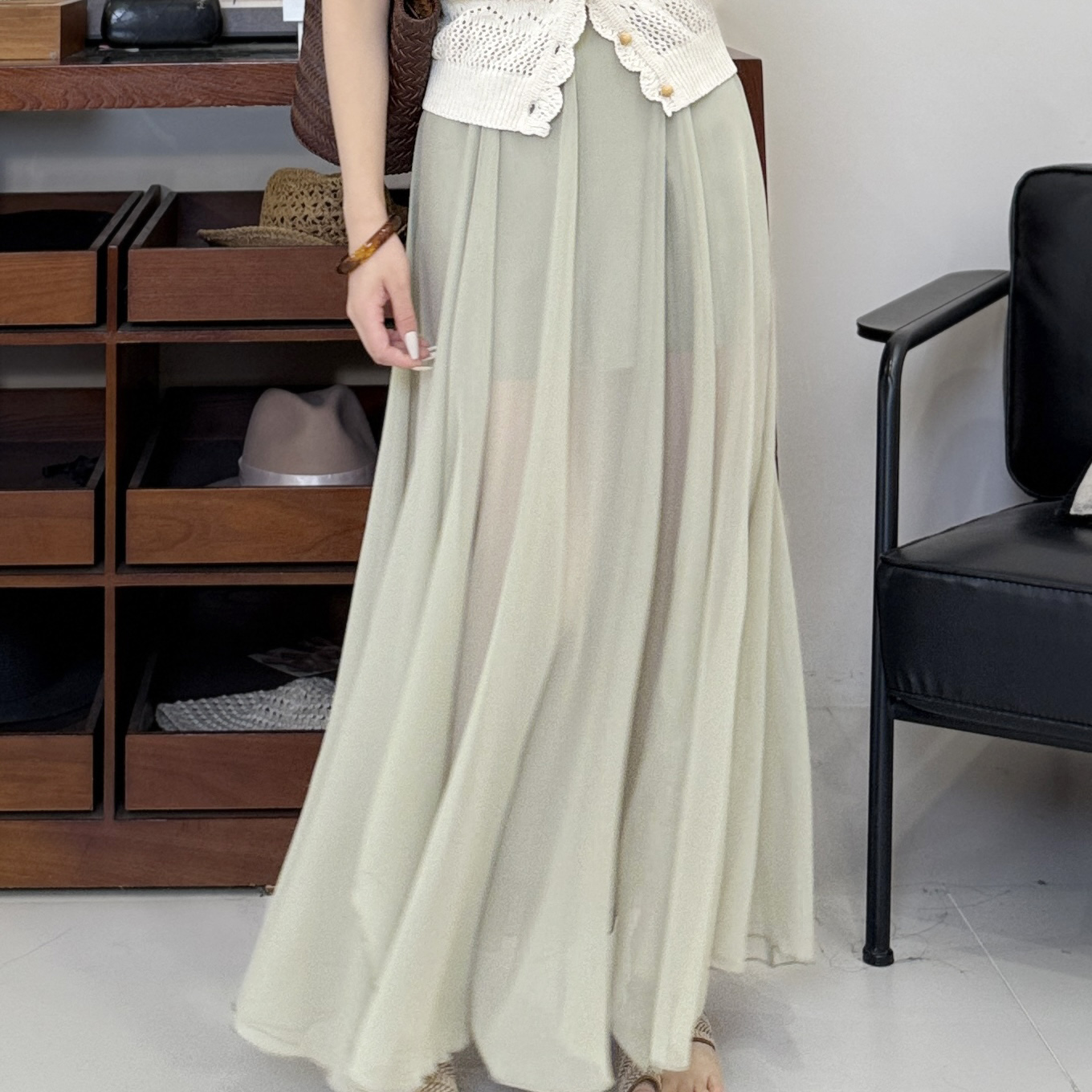 euri松风漫丨双层100桑蚕丝丨真丝顺纡绉超大摆真丝半身裙-MY6012