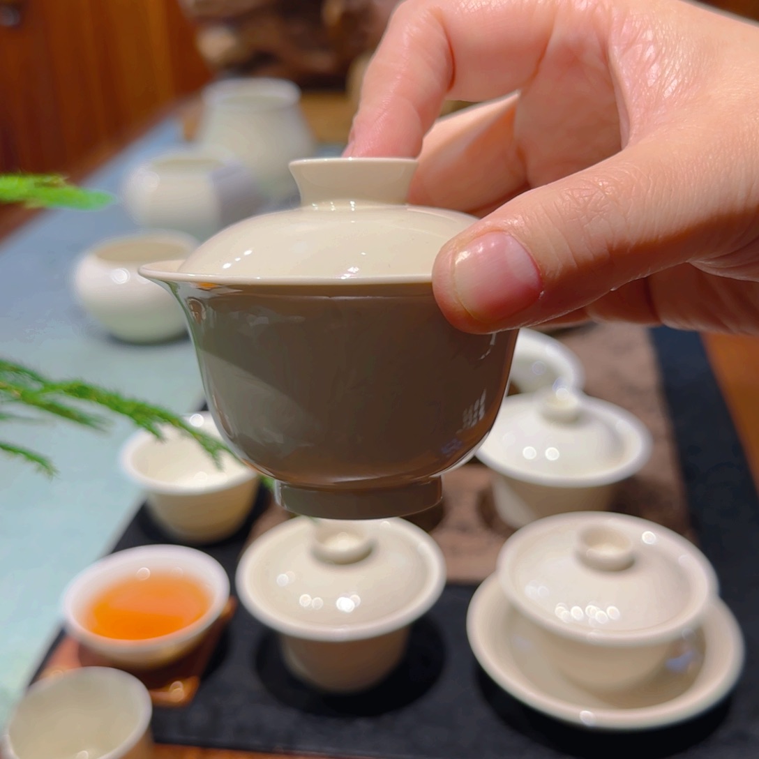 微澜定瓷 梅花小盖碗