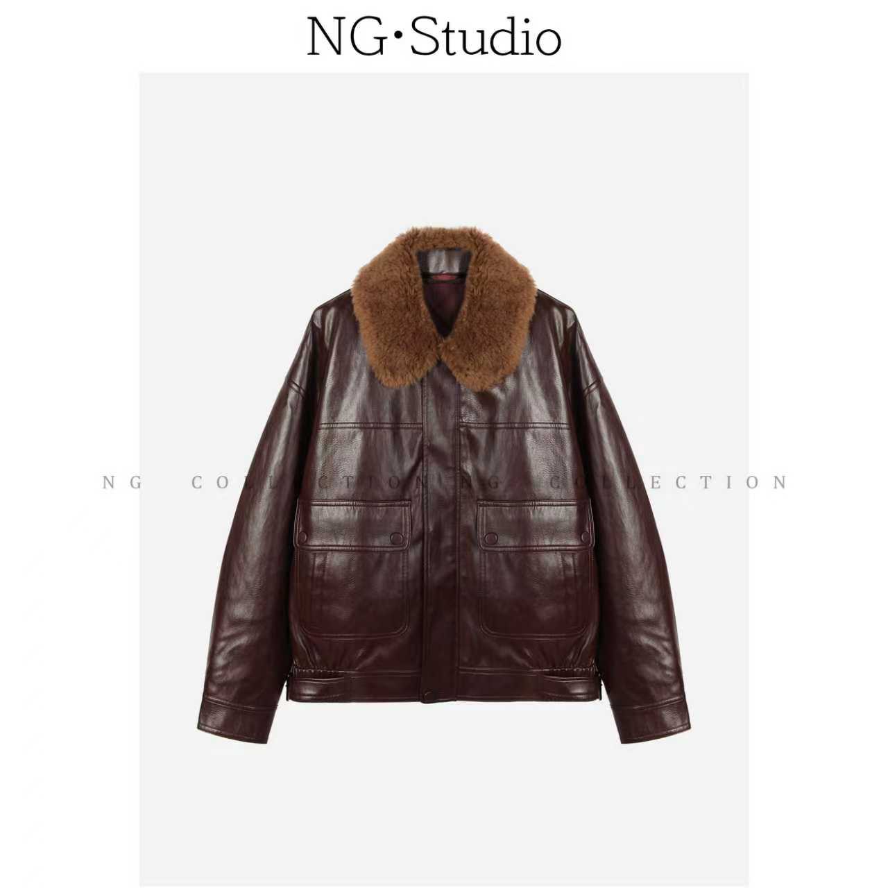 【NG·Studio】设计感翻领皮衣夹克外套预NGQ5PY6028