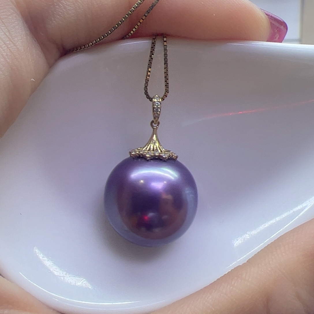 淡水珍珠吊坠(赠链)18K金镶嵌