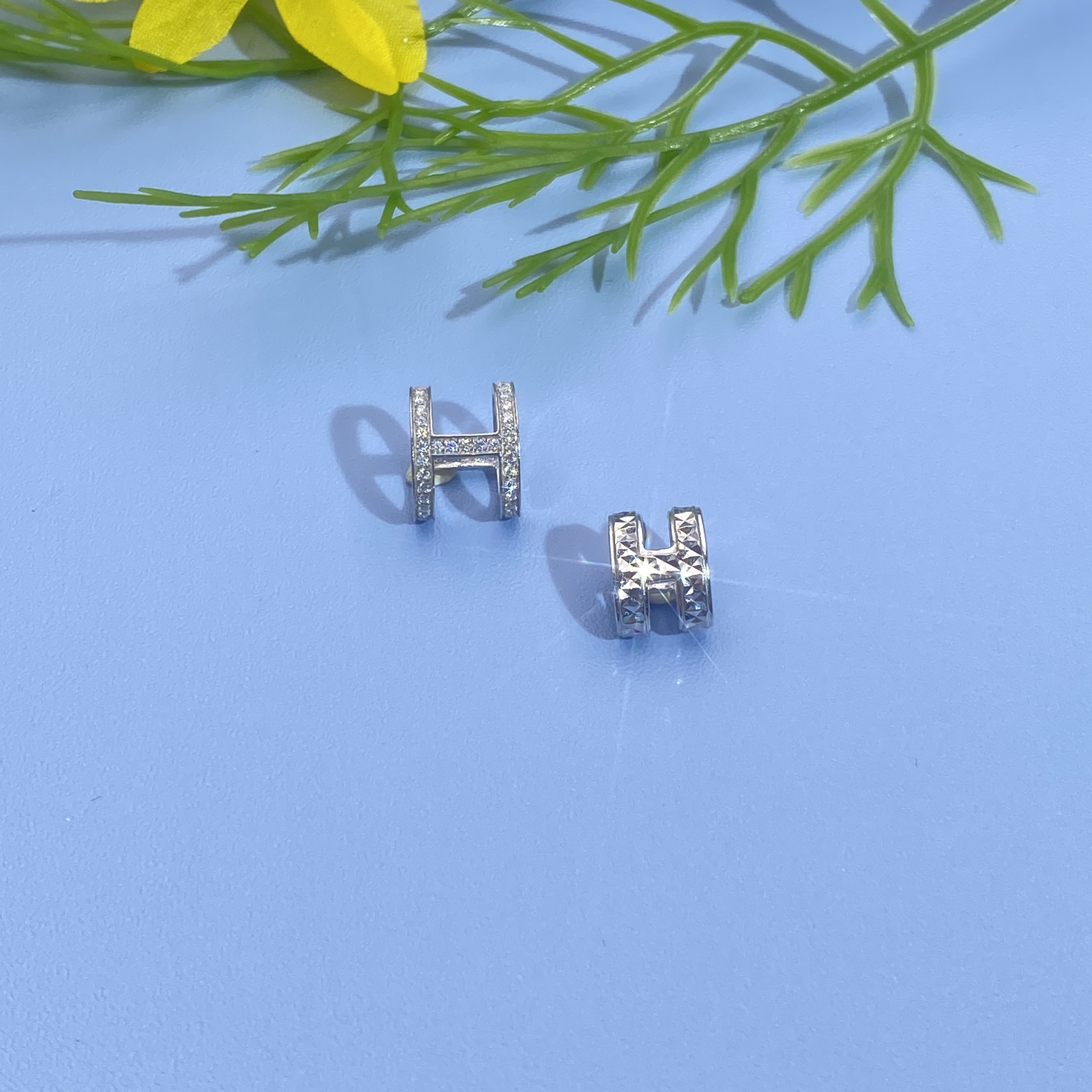 铂金PT950字母H车花款吊坠时尚精致百塔简约经典轻奢双层气质