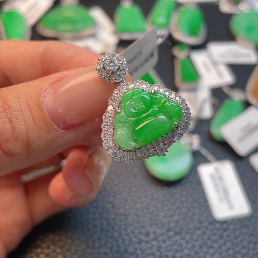 翡翠银S925镶嵌吊坠(不含链)