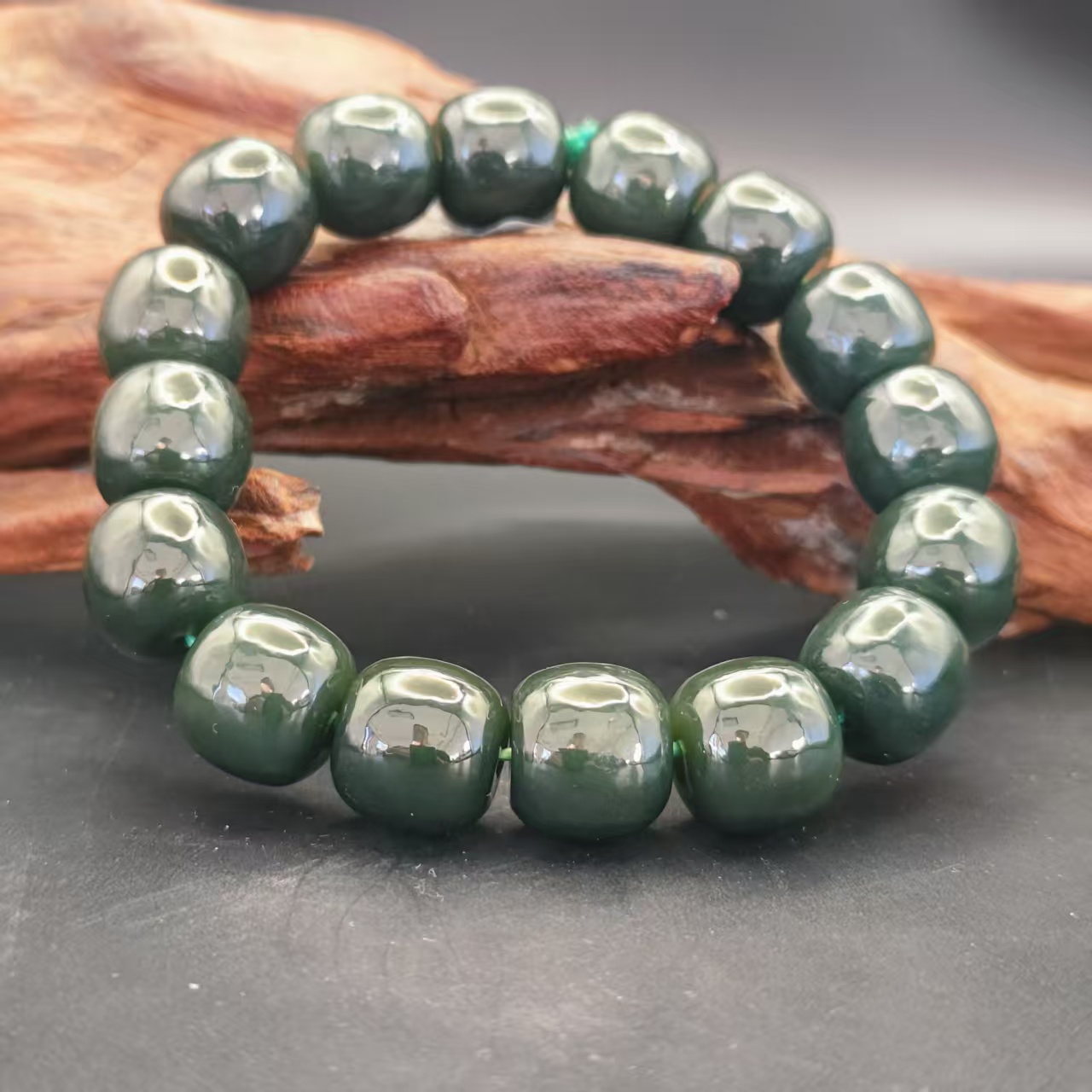 Z和田玉且末桶珠手串（卡14）2420