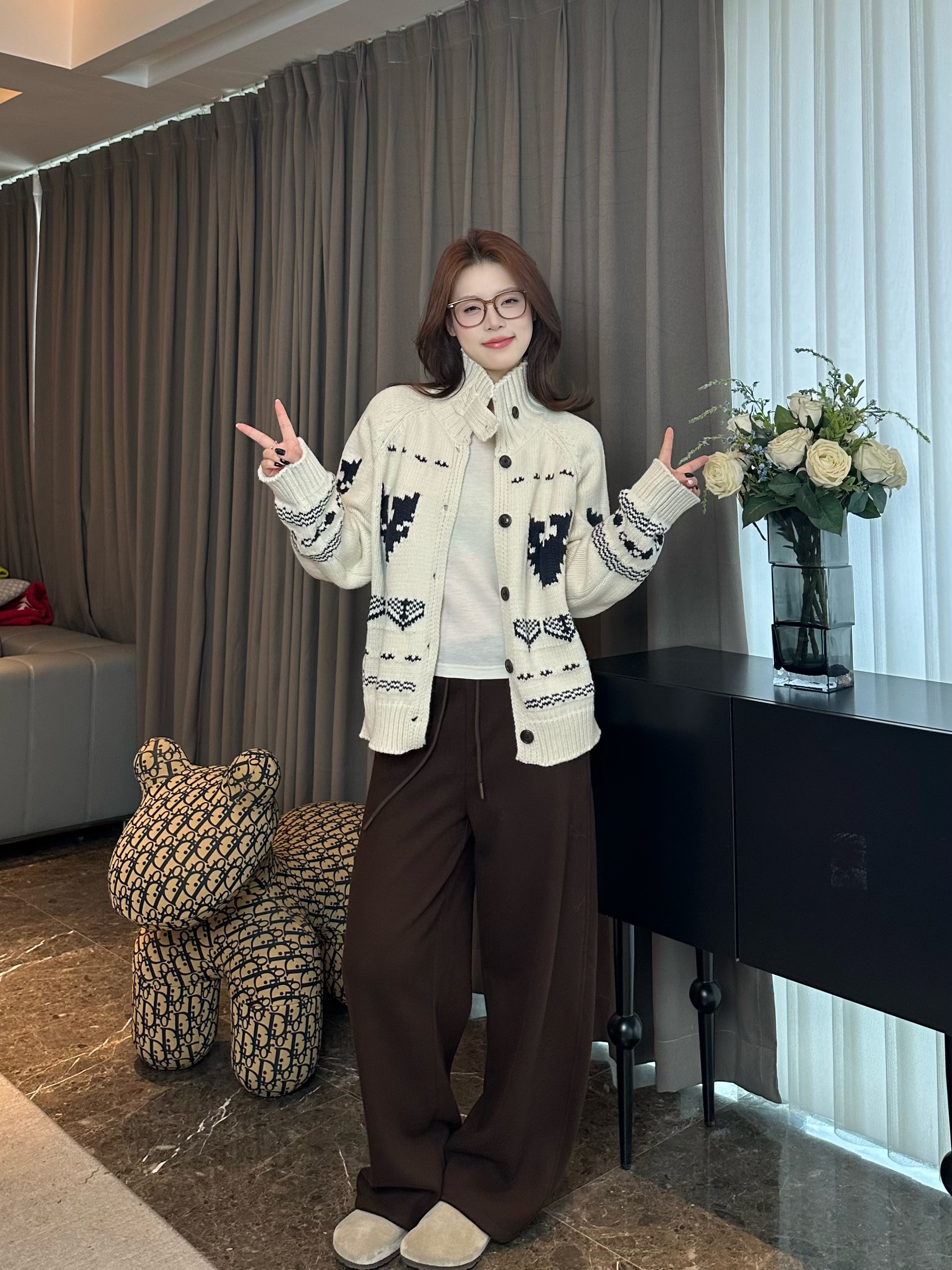 复古文艺费尔岛系列针织开衫外套 J000311