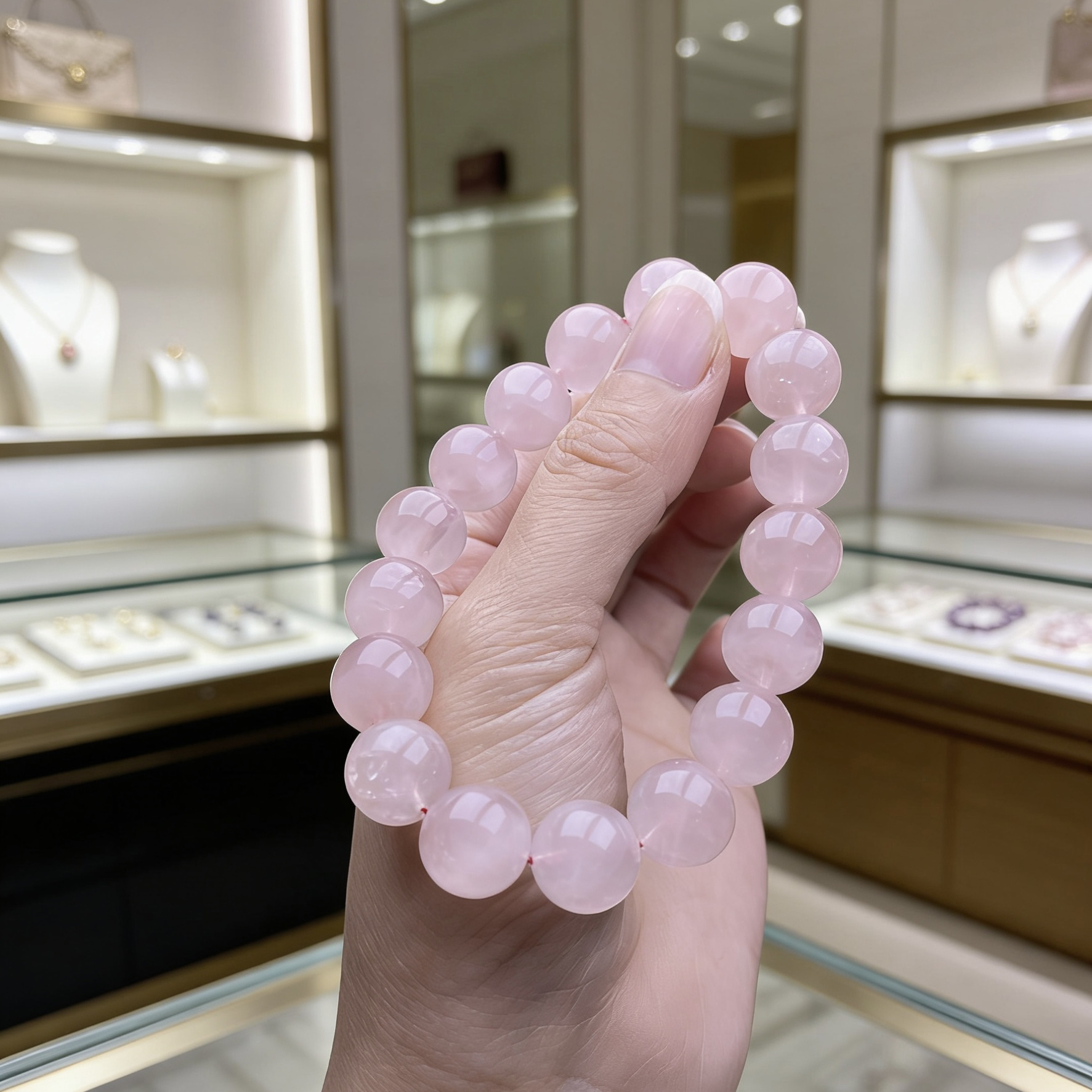 天然水晶西柚马粉男女同款手串节日送礼专柜正品