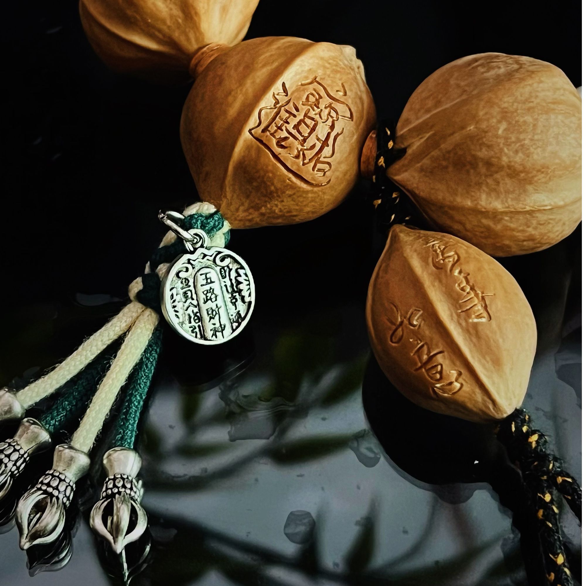 定制17MM梅林铁核雕刻单籽侧挂/三通